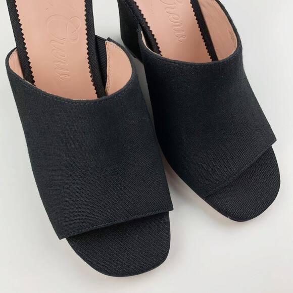J Crew Bianca Woven Wedge Sandals Black Slip On Open Toe Women's 7.5 - Picture 4 of 11